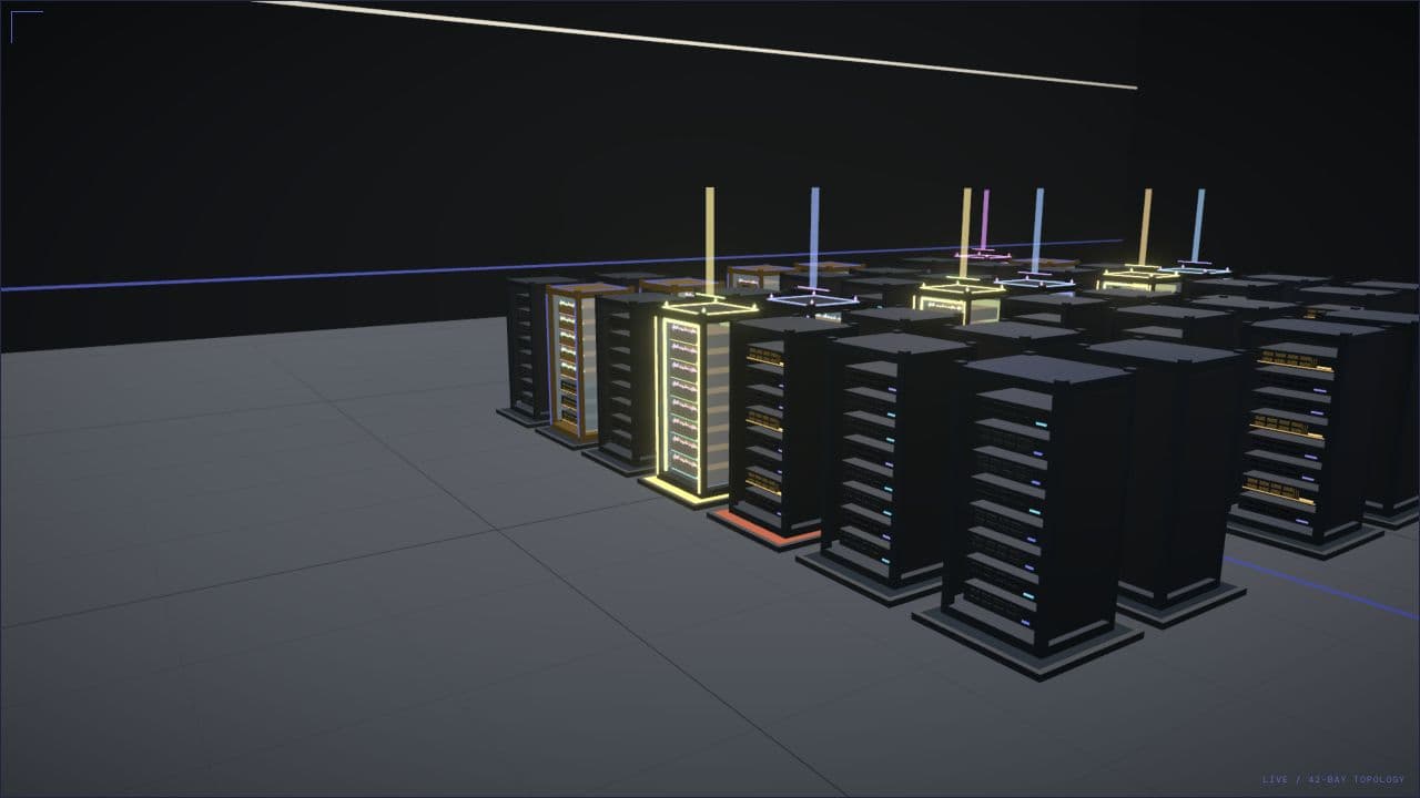 Compute Capital data hall filled with 42 in-game server racks